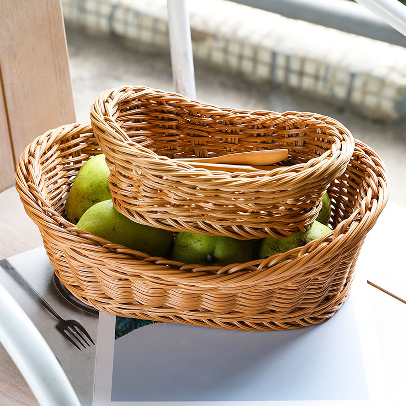 Woven Basket Set - البيضاوي الروطان المنسوجة تخزين سلة الخبز